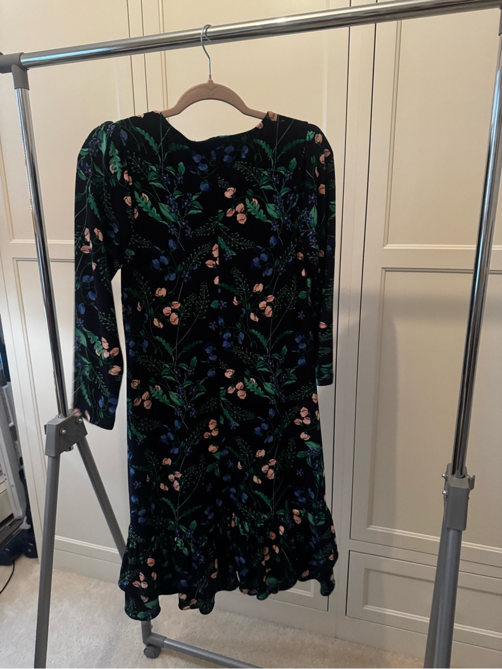 Tommy Hilfiger Black Floral Long Sleeve Midi Dress